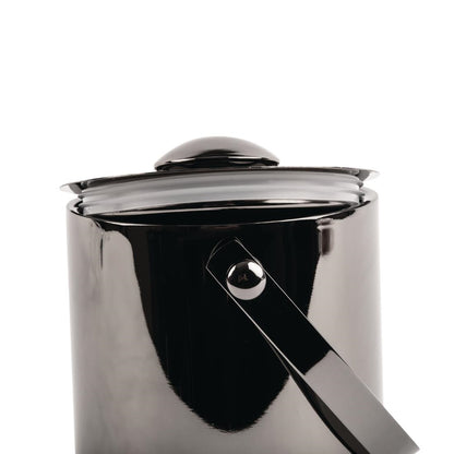 Olympia Double Walled Ice Bucket with Lid 1Ltr Gunmetal (Size: 154(H) x 118(Ø)mm / 6x4.6") • PAS-DR742