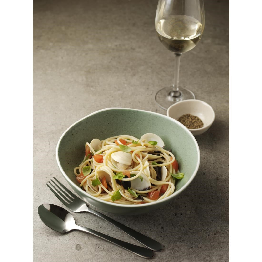 Olympia Chia Green Deep Bowl - 1250ml 42.2fl oz (6 Pack) (210(Ø)mm | 8 1/4". Pack Quantity: 6) • PAS-DR802