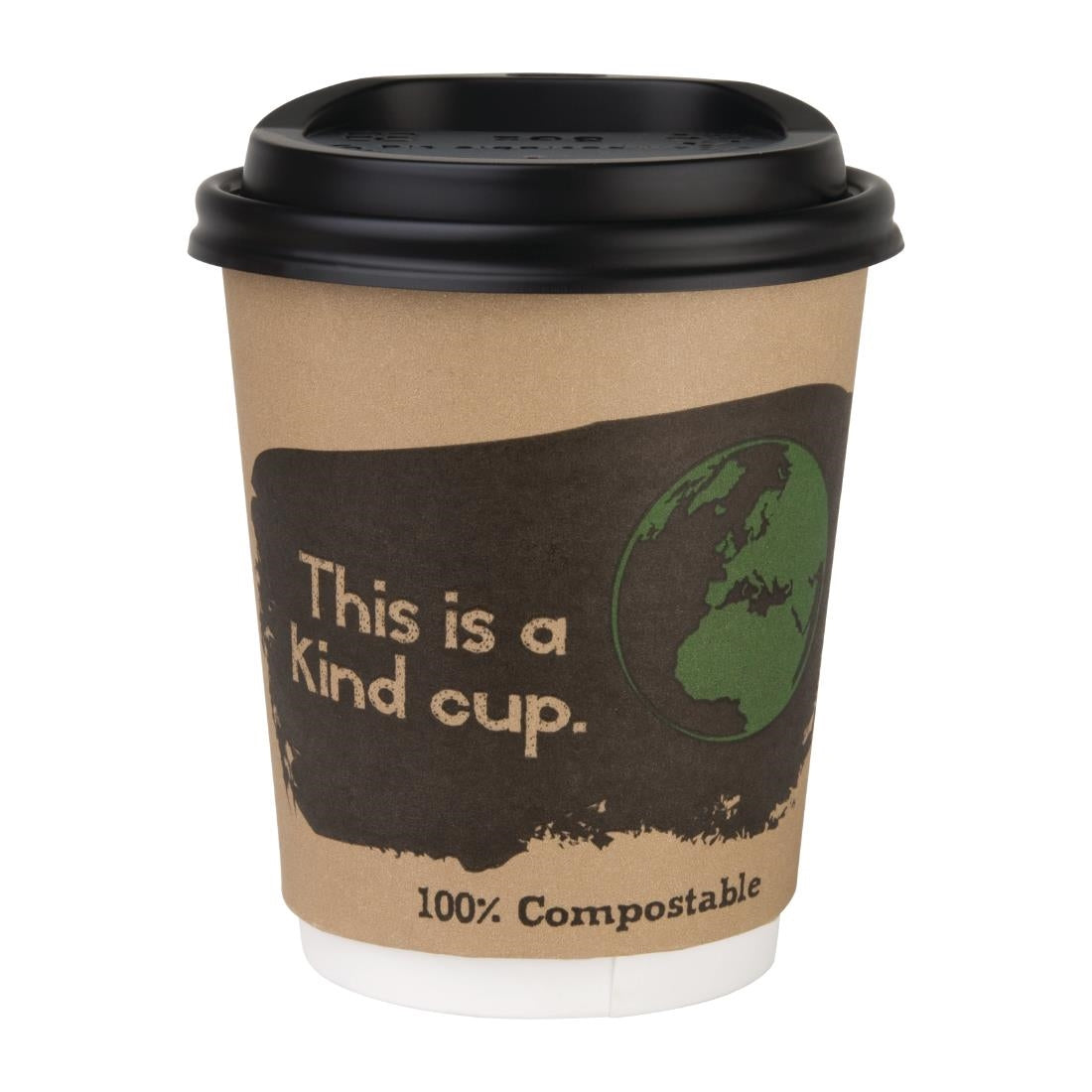 Fiesta Compostable Lid for Hot Cups Black 225ml (1000 Pack) (Pack of 1000) • PAS-DS052