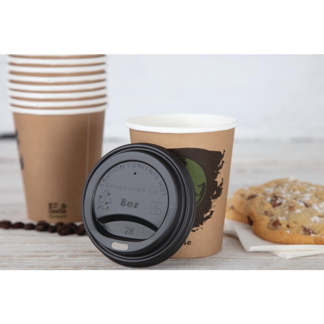 Fiesta Compostable Hot Cup Lids 225ml Pack of 50 • PAS-DS054