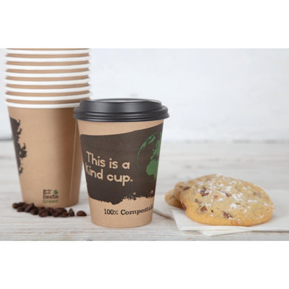 Fiesta Compostable Hot Cup Single Wall Kind 340ml (50 Pack) (Pack of 50 | 340ml / 12oz) • PAS-DS059