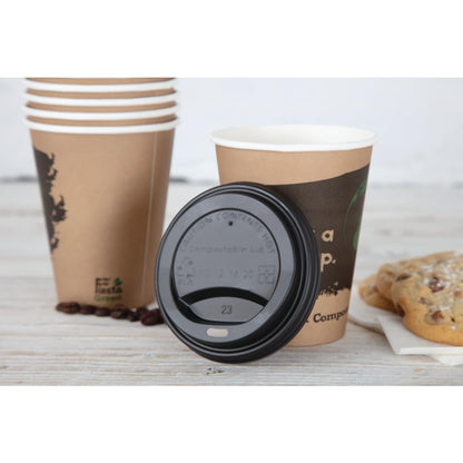 Fiesta Compostable Hot Cup Lids 340ml Pack of 50 • PAS-DS055