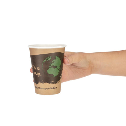 Fiesta Compostable Hot Cup Single Wall Kind 340ml (50 Pack) (Pack of 50 | 340ml / 12oz) • PAS-DS059
