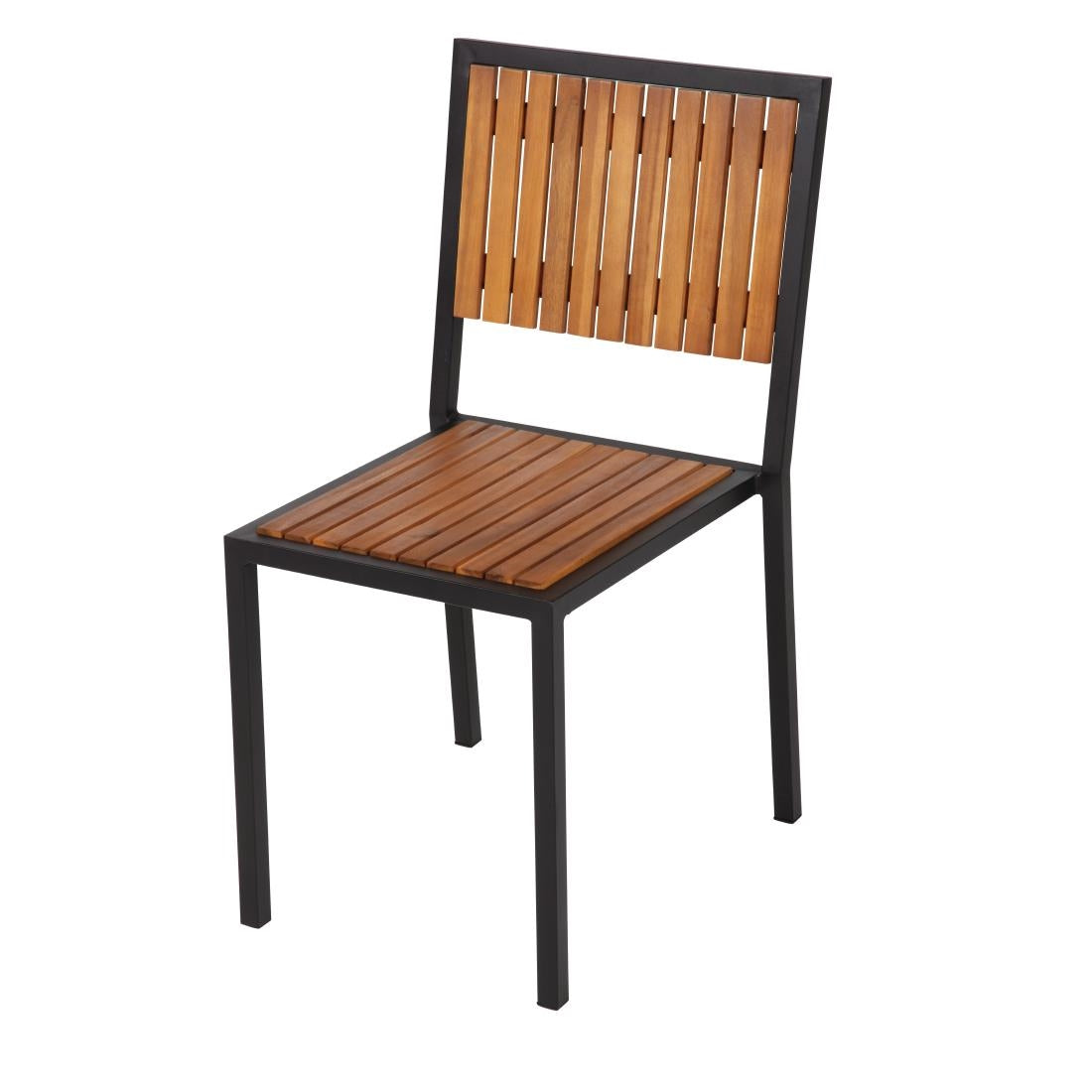 Bolero Steel & Acacia Side Chairs (4 Pack) • PAS-DS150