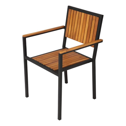 Bolero Steel & Acacia Armchair (4 Pack) • PAS-DS151