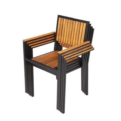 Bolero Steel & Acacia Armchair (4 Pack) • PAS-DS151