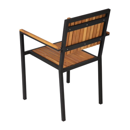 Bolero Steel & Acacia Armchair (4 Pack) • PAS-DS151