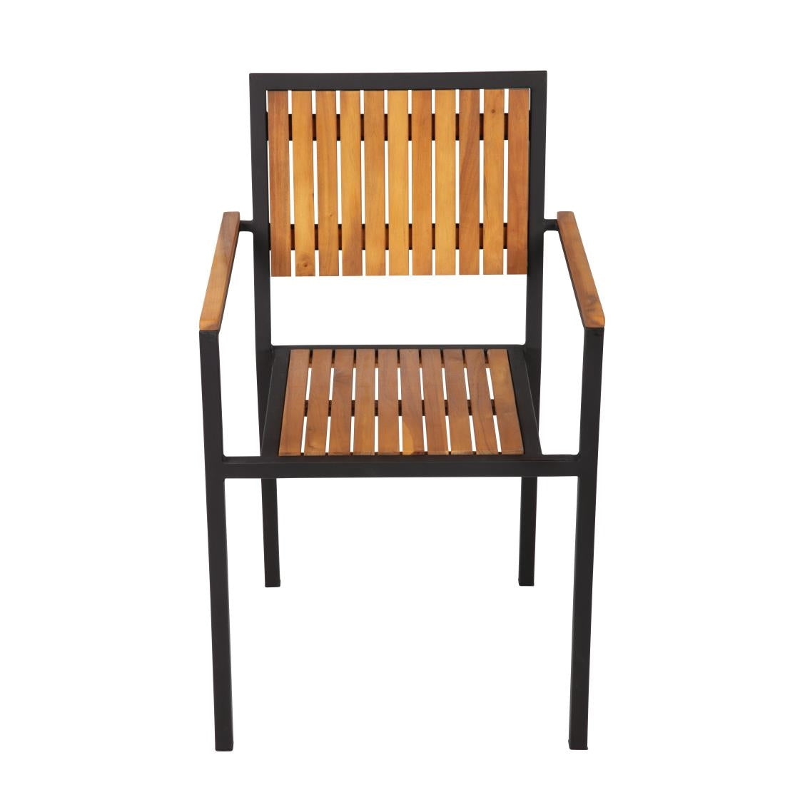 Bolero Steel & Acacia Armchair (4 Pack) • PAS-DS151