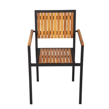 Bolero Steel & Acacia Armchair (4 Pack) • PAS-DS151