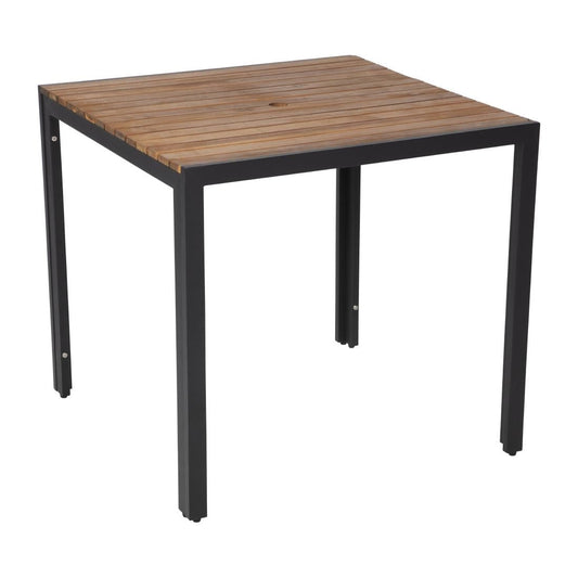 Bolero Square Steel and Acacia Table 800mm • PAS-DS152