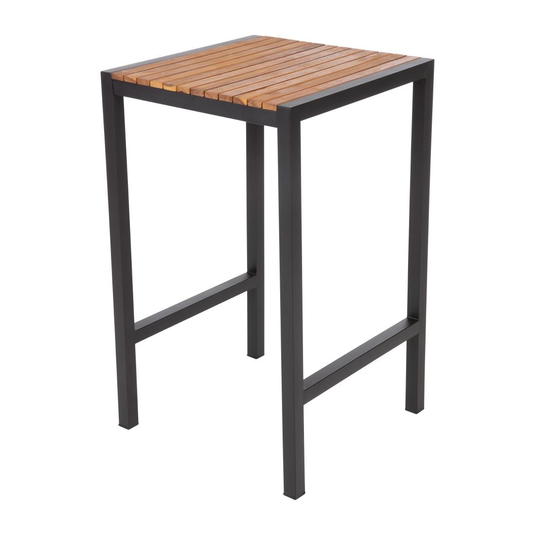 Bolero Square Steel and Acacia Bar Table 600mm • PAS-DS155