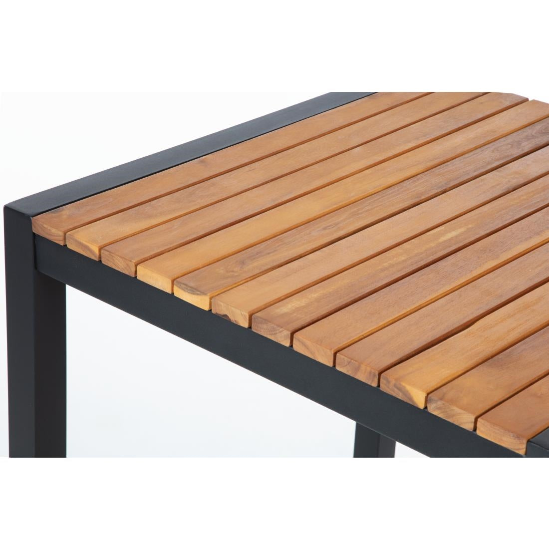 Bolero Square Steel and Acacia Bar Table 600mm • PAS-DS155