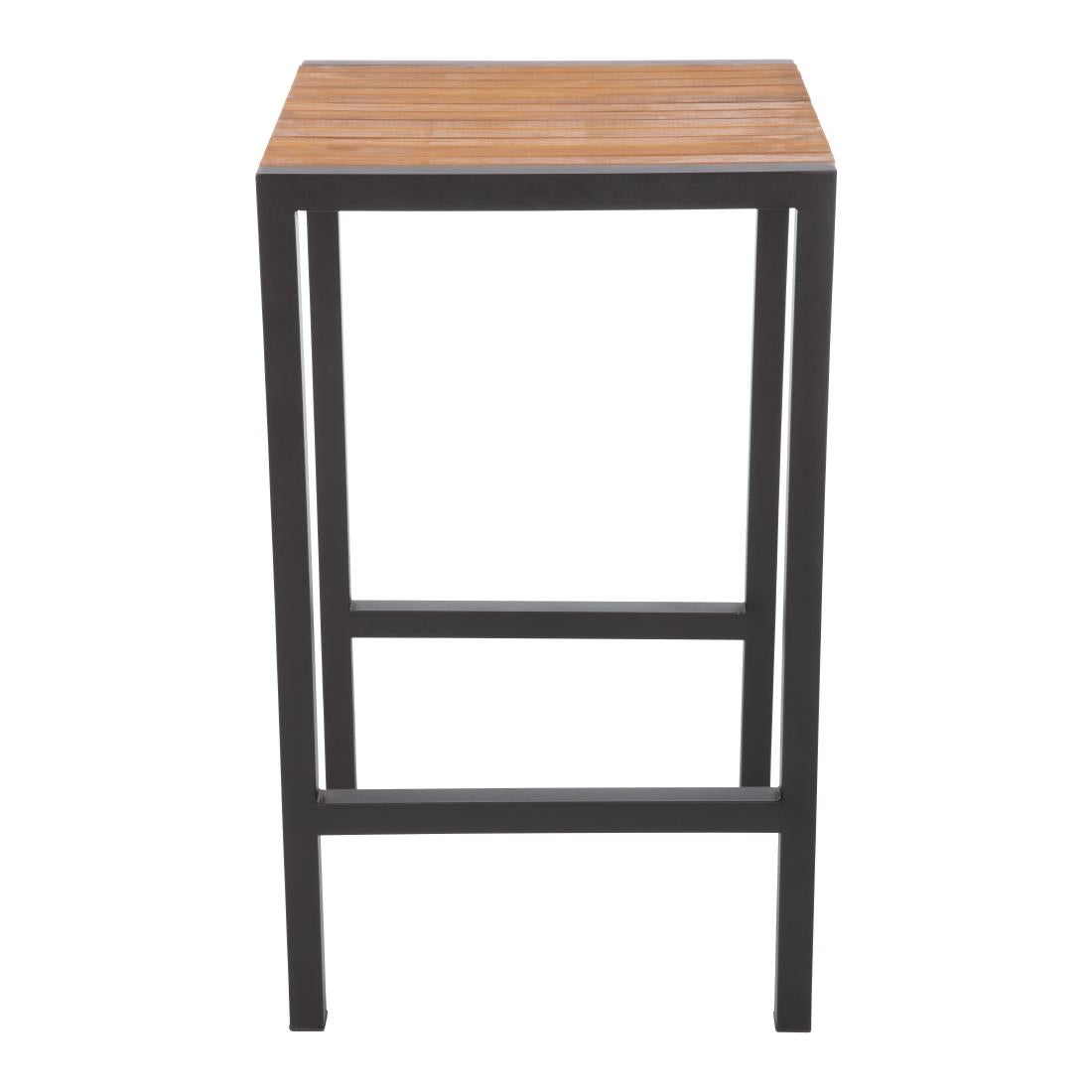 Bolero Square Steel and Acacia Bar Table 600mm • PAS-DS155