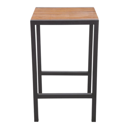 Bolero Square Steel and Acacia Bar Table 600mm • PAS-DS155