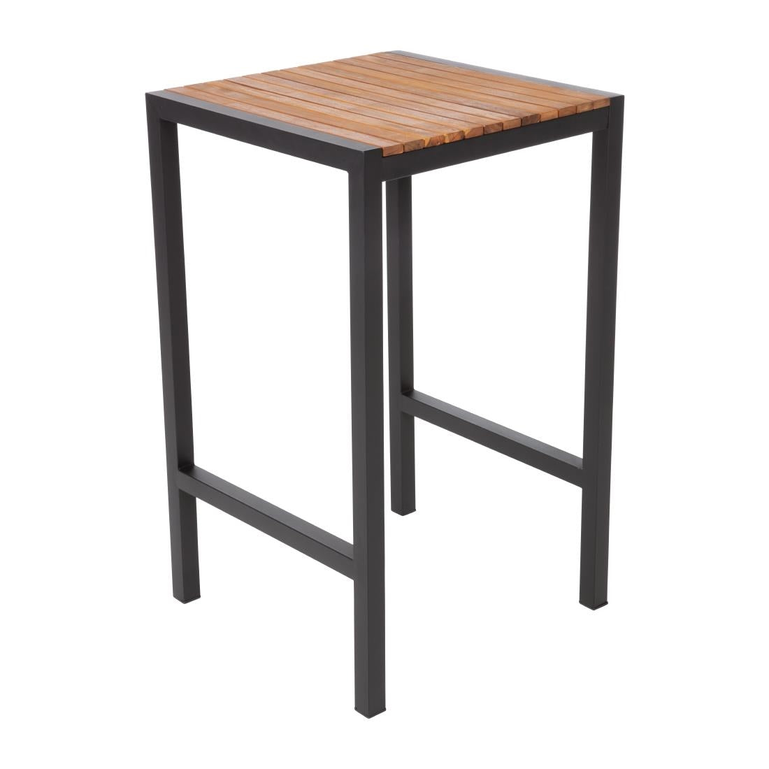 Bolero Square Steel and Acacia Bar Table 600mm • PAS-DS155