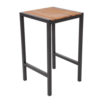 Bolero Square Steel and Acacia Bar Table 600mm • PAS-DS155