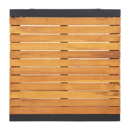 Bolero Square Steel and Acacia Bar Table 600mm • PAS-DS155