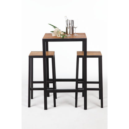 Bolero Square Steel and Acacia Bar Table 600mm • PAS-DS155