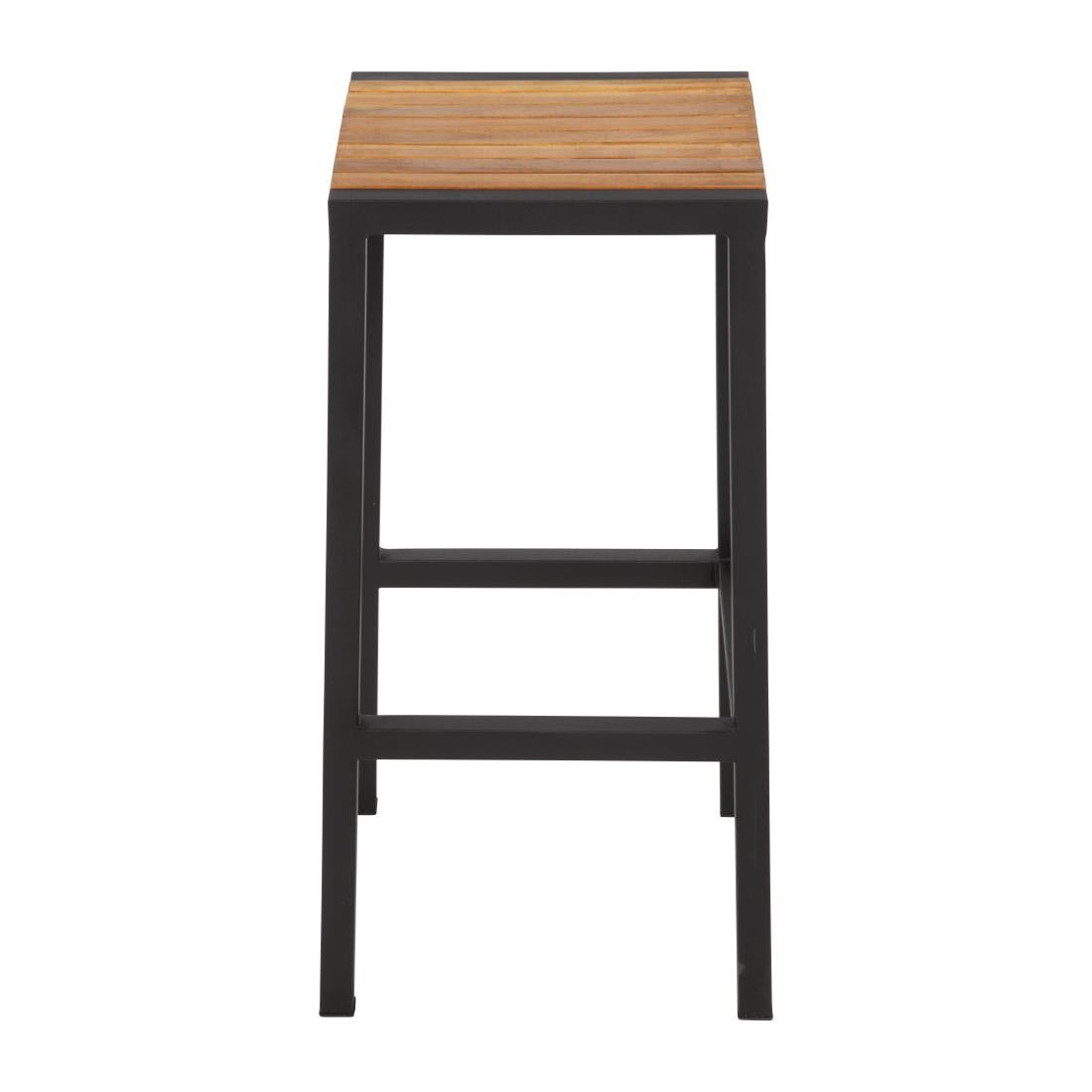 Bolero Black Steel & Acacia Wood Bar Stools (2 Pack) (Pack of 2) • PAS-DS156