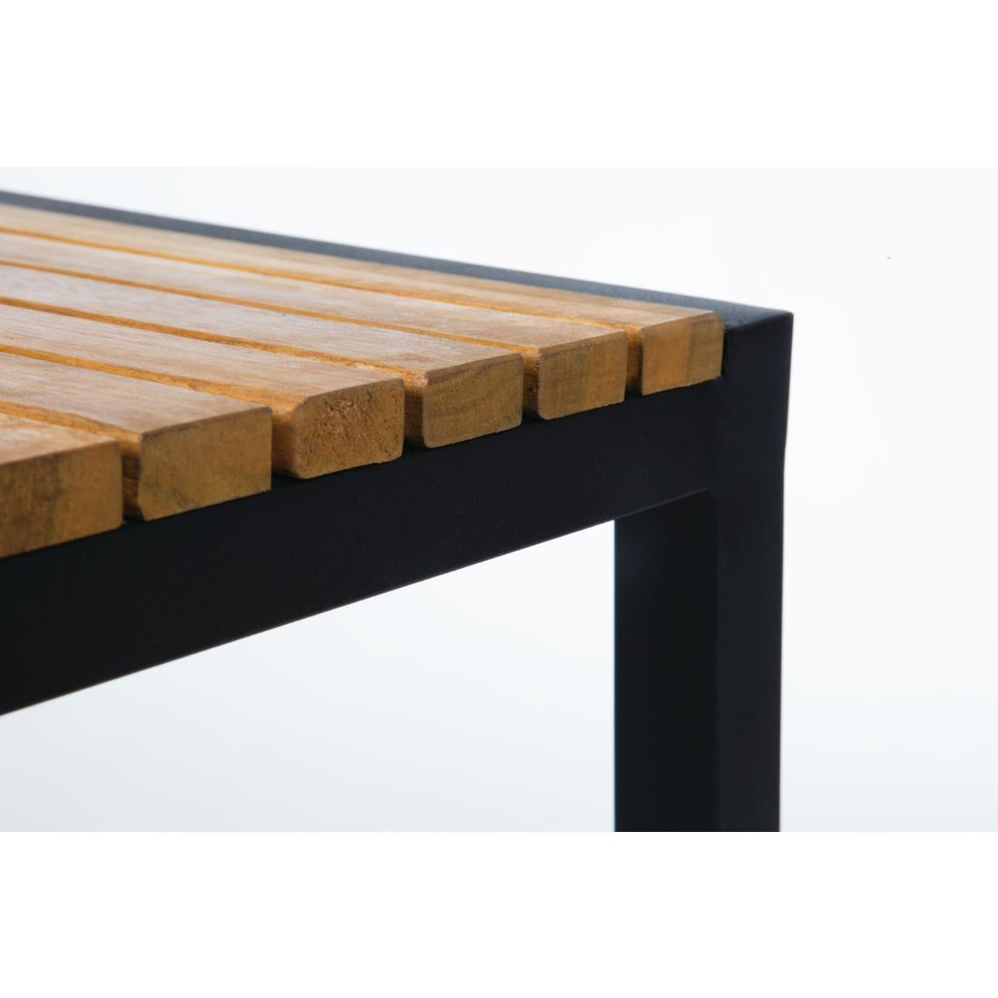 Bolero Black Steel & Acacia Wood Bar Stools (2 Pack) (Pack of 2) • PAS-DS156