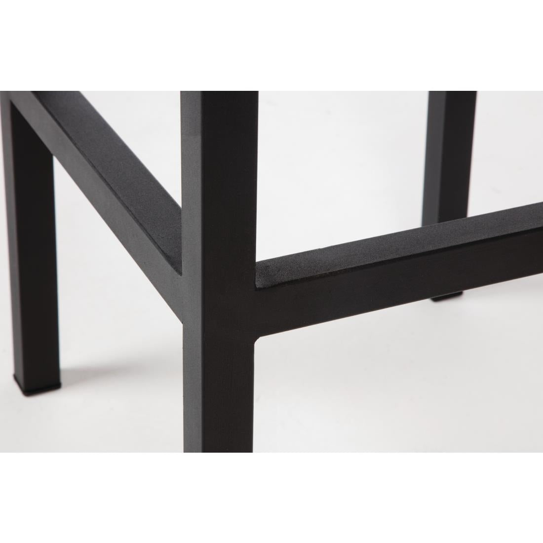 Bolero Black Steel & Acacia Wood Bar Stools (2 Pack) • PAS-DS156