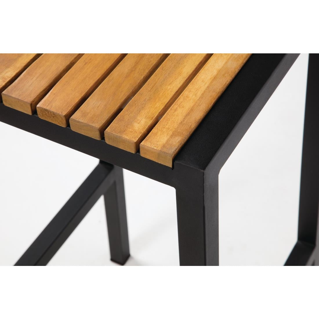 Bolero Black Steel & Acacia Wood Bar Stools (2 Pack) (Pack of 2) • PAS-DS156