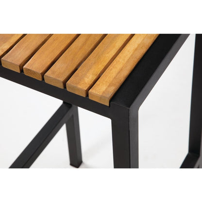 Bolero Black Steel & Acacia Wood Bar Stools (2 Pack) (Pack of 2) • PAS-DS156