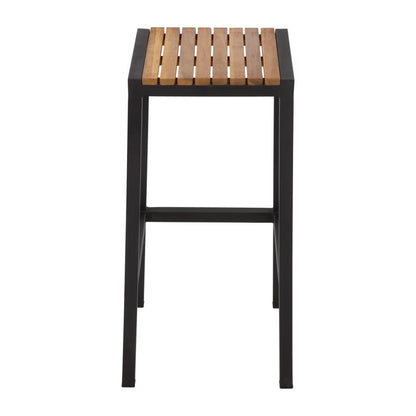 Bolero Black Steel & Acacia Wood Bar Stools (2 Pack) • PAS-DS156