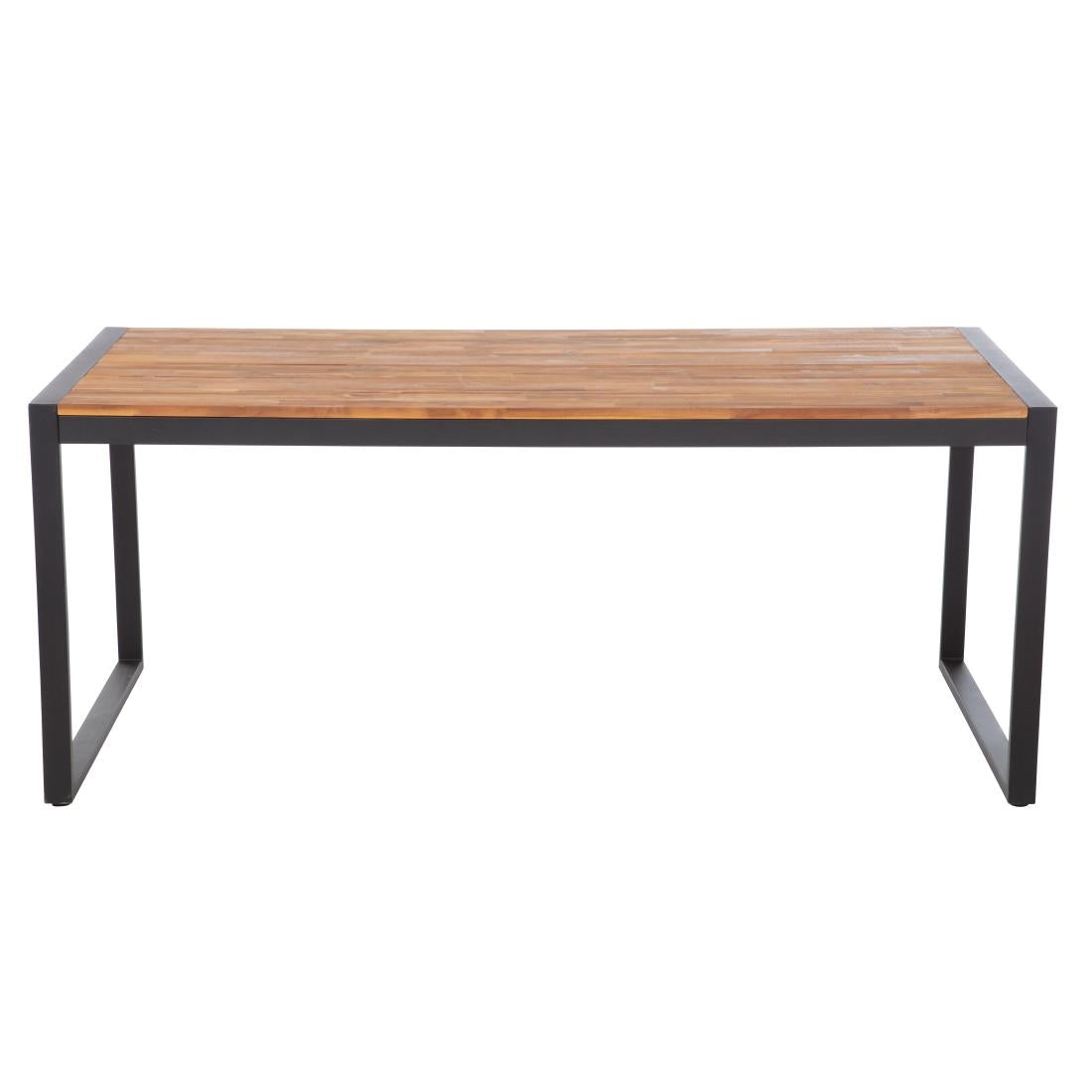 Bolero Acacia Wood and Steel Rectangular Industrial Table 1800mm • PAS-DS157