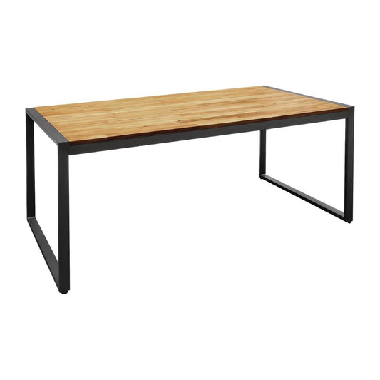 Bolero Acacia Wood and Steel Rectangular Industrial Table 1800mm • PAS-DS157