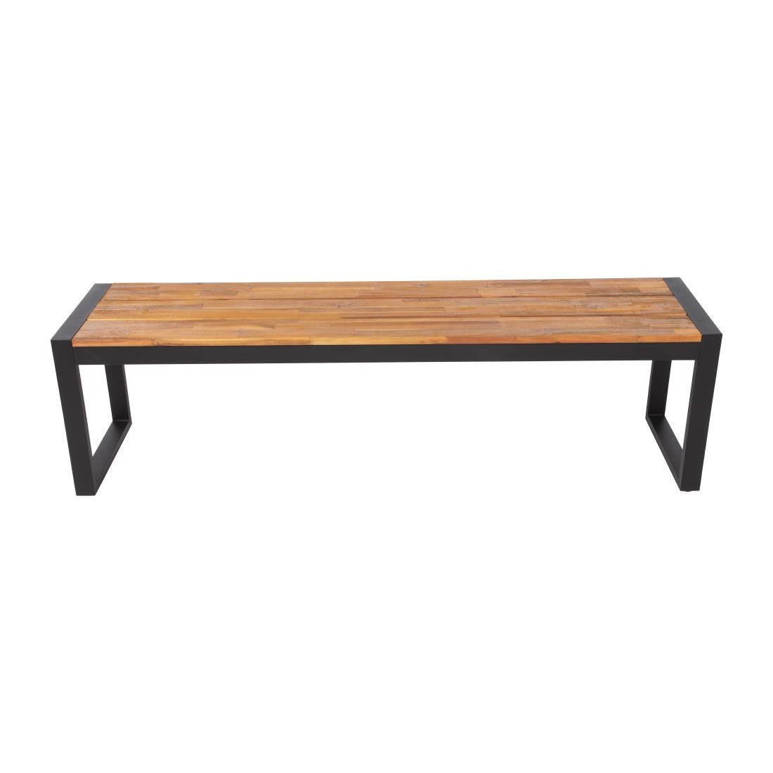 Bolero Acacia Wood and Steel Industrial Benches 1600mm (2 Pack) • PAS-DS158