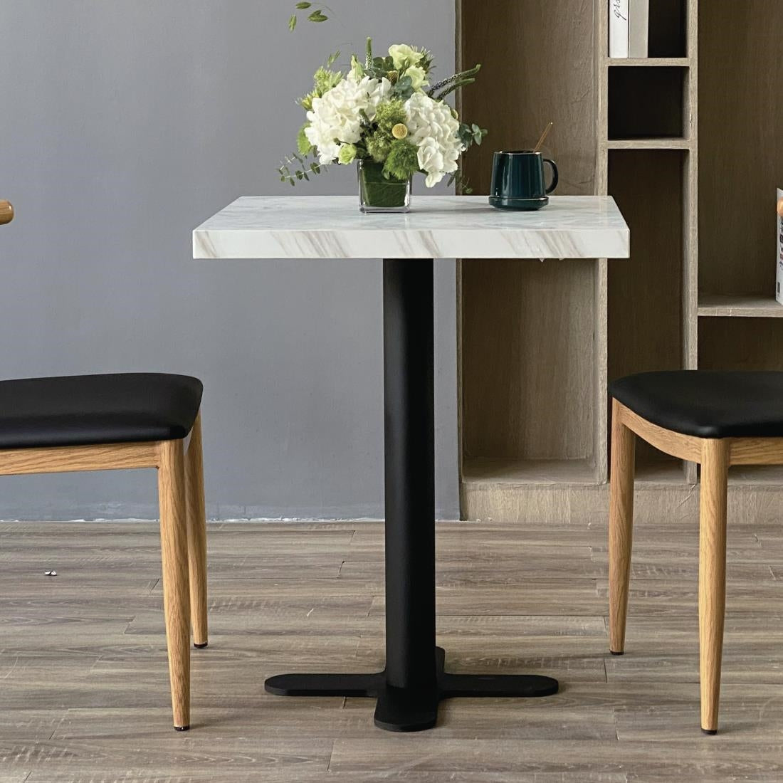 Bolero Pre-drilled Square Table Top Marble Effect 600mm • PAS-DT444