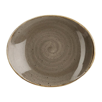 Churchill Stonecast Peppercorn Grey Oval Coupe Plate 192 x 160mm (192(W) x 160(D)mm / 7.5 x 6.25". Peppercorn grey. Pack Quantity: 12) • PAS-DT661