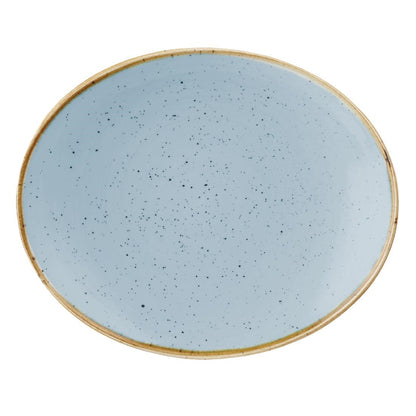 Churchill Stonecast Duck Egg Blue Oval Coupe Plate 192 x 160mm (192(W) x 160(D)mm / 7.5 x 6.25". Duck egg blue. Pack Quantity: 12) • PAS-DT668