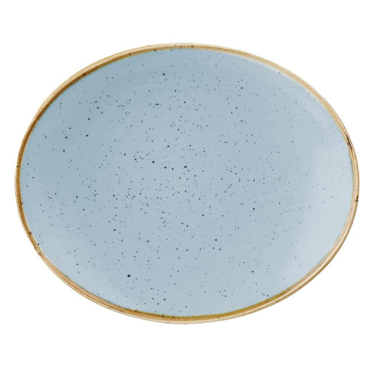 Churchill Stonecast Duck Egg Blue Oval Coupe Plate 192 x 160mm (192(W) x 160(D)mm / 7.5 x 6.25". Duck egg blue. Pack Quantity: 12) • PAS-DT668