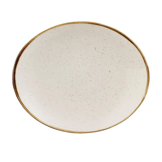 Churchill Stonecast Barley White Oval Coupe Plate 192 x 160mm (192(W) x 160(D)mm / 7.5 x 6.25". Barley white. Pack Quantity: 12) • PAS-DT676