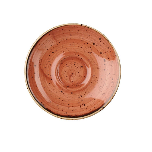 Churchill Stonecast Spiced Orange Espresso Saucer 118mm (118(Ø)mm / 4.75(Ø)". Spiced orange. Pack Quantity: 12. Fits cup DT681) • PAS-DT683
