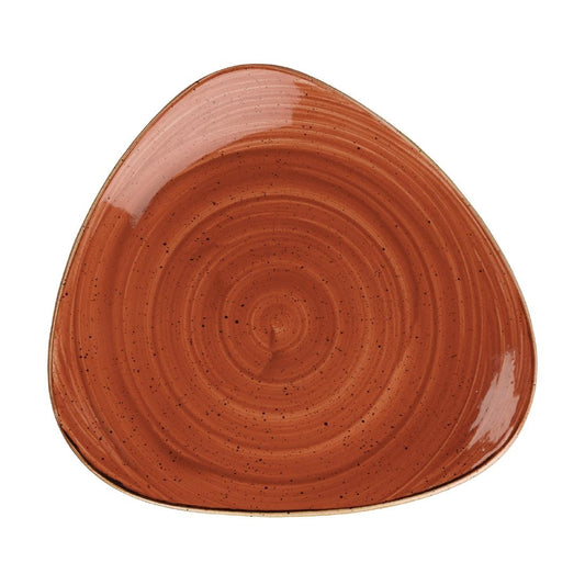 Churchill Stonecast Spiced Orange Triangular Plate 192mm (192(W) x 192(D)mm / 7.5 x 7 .5". Spiced orange. Pack Quantity: 12) • PAS-DT685