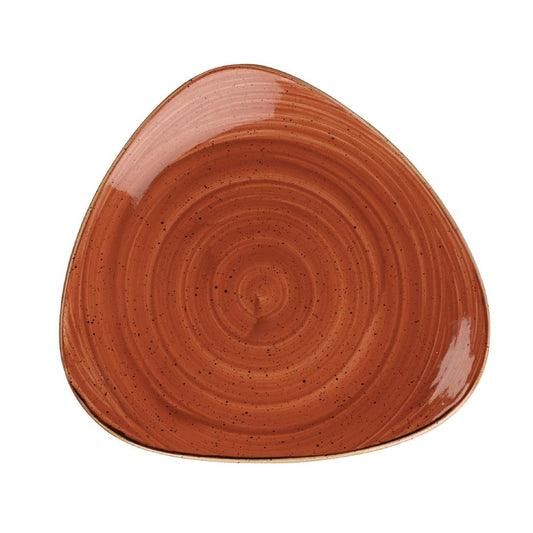 Churchill Stonecast Spiced Orange Triangular Plate 229mm (229(W) x 229(D)mm / 9 x 9". Spiced orange. Pack Quantity: 12) • PAS-DT686