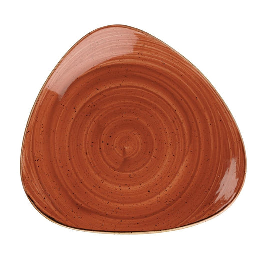 Churchill Stonecast Spiced Orange Triangular Plate 265mm (265(W) x 265(D)mm / 10.5 x 10.5". Spiced orange. Pack Quantity: 12) • PAS-DT687