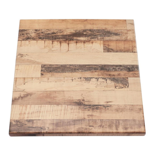 2 x Werzalit Rustic Kansas 600mm Square Duratop Tabletop by SM France (Pack of 2) • PAS-DU106