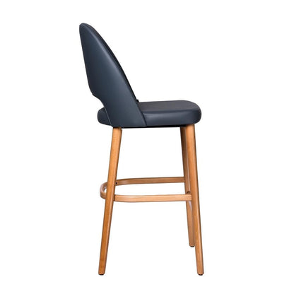 Furnlink Durafurn Semifreddo Stool - Trojan Oak Legs/Anthracite Vinyl • PAS-DU199