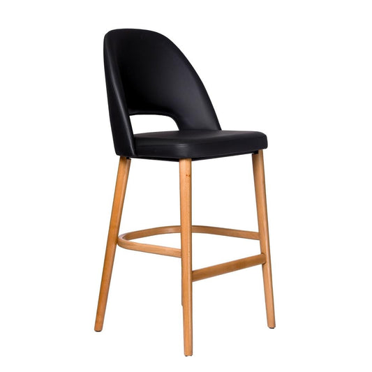 Furnlink Durafurn Semifreddo Stool - Trojan Oak Legs/Black Vinyl • PAS-DU200