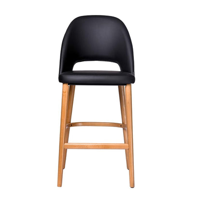 Furnlink Durafurn Semifreddo Stool - Trojan Oak Legs/Black Vinyl • PAS-DU200