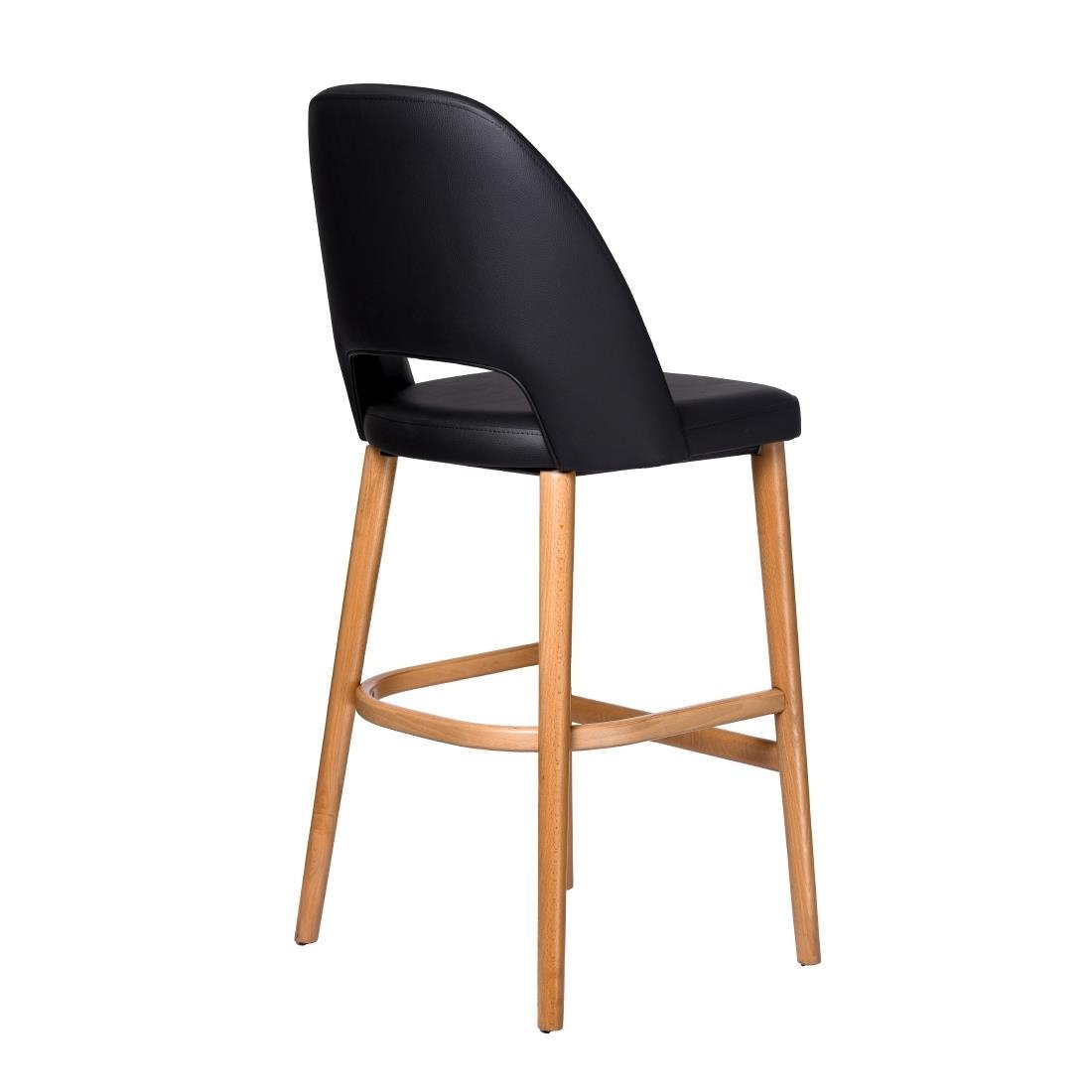 Furnlink Durafurn Semifreddo Stool - Trojan Oak Legs/Black Vinyl • PAS-DU200