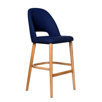 Furnlink Durafurn Semifreddo Stool - Trojan Oak Legs/Navy Woven Fabric • PAS-DU207