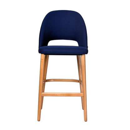 Furnlink Durafurn Semifreddo Stool - Trojan Oak Legs/Navy Woven Fabric • PAS-DU207