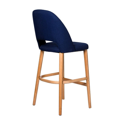 Furnlink Durafurn Semifreddo Stool - Trojan Oak Legs/Navy Woven Fabric • PAS-DU207