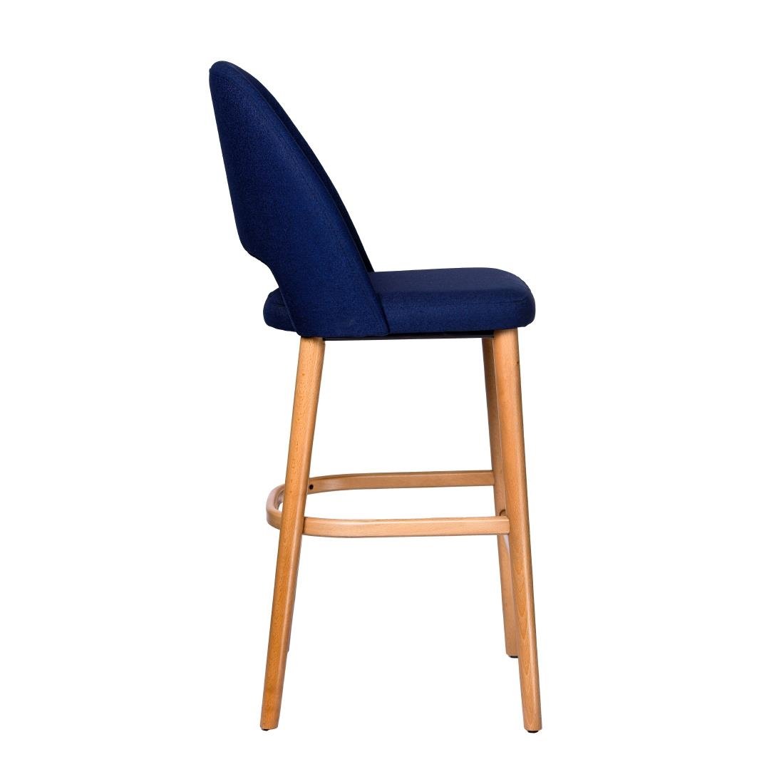 Furnlink Durafurn Semifreddo Stool - Trojan Oak Legs/Navy Woven Fabric • PAS-DU207