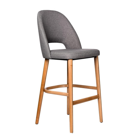 Furnlink Durafurn Semifreddo Stool - Trojan Oak Legs/Taupe Woven Fabric • PAS-DU208